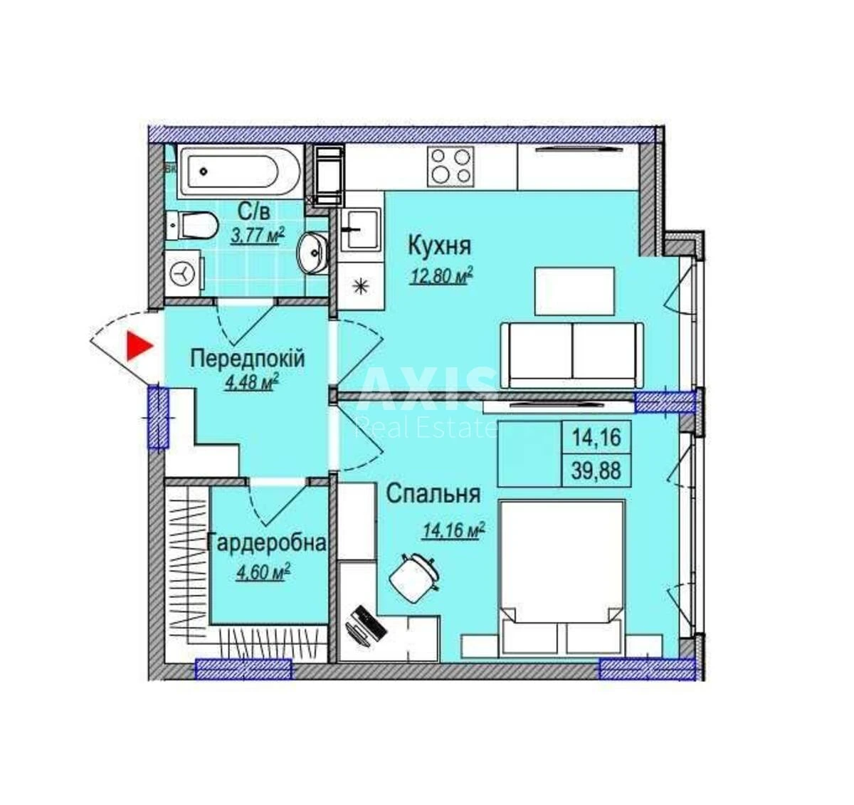 1k apartment vul. Kamianska 127680710