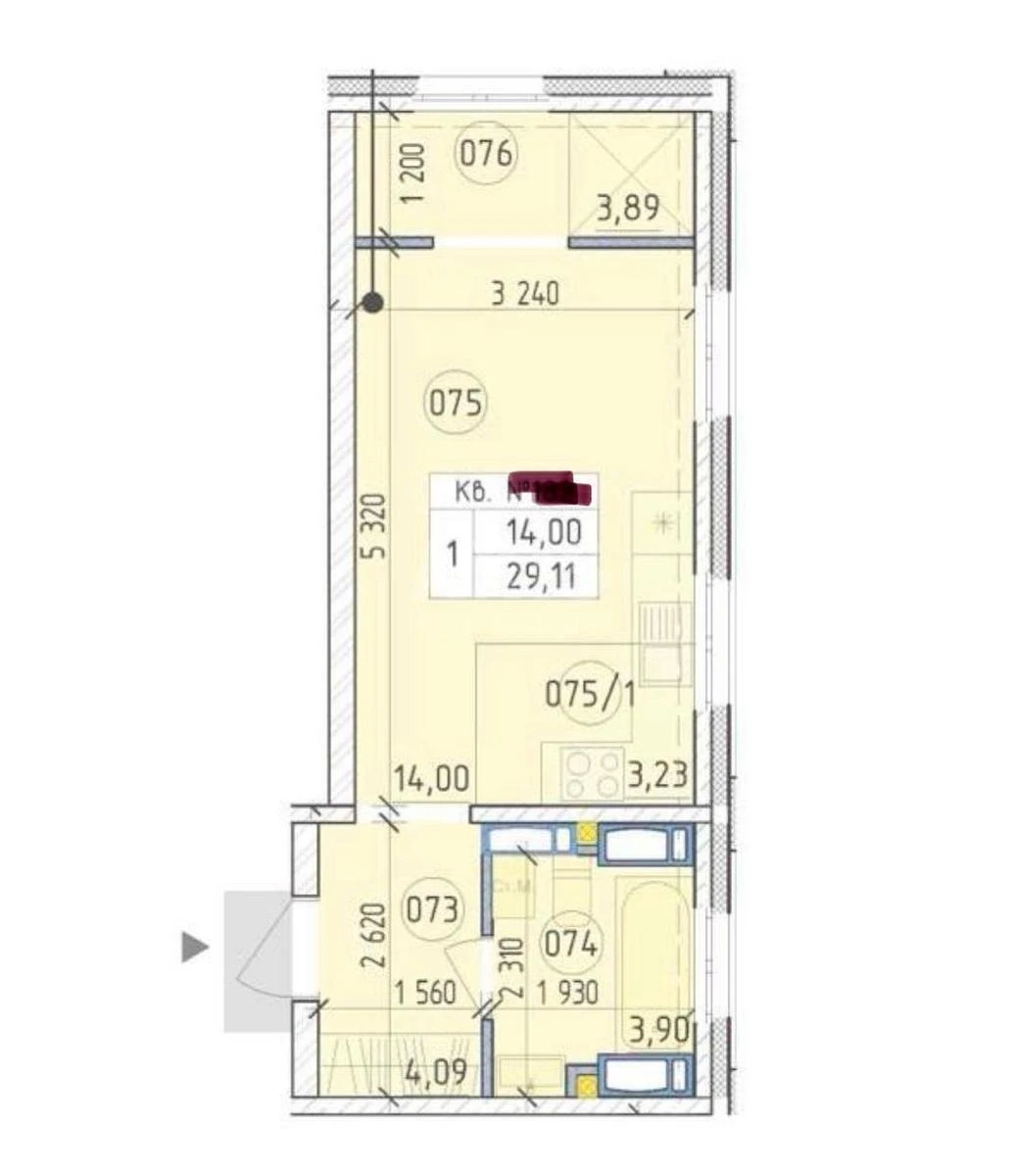 1к квартира ул. Михаила Максимовича 26Д7039510