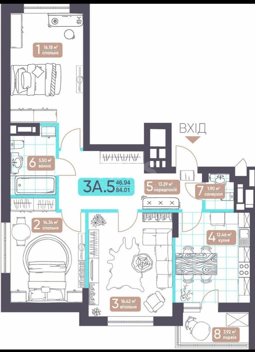 3k apartment vul. Zabolotnogo Akademika 15699906